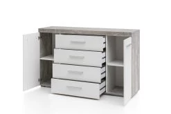 Dressoir Tristan 2 Deuren & 4 Laden - Wit/beton -Collectie Slaapkamermeubels 48116 57075 FS offen b02f