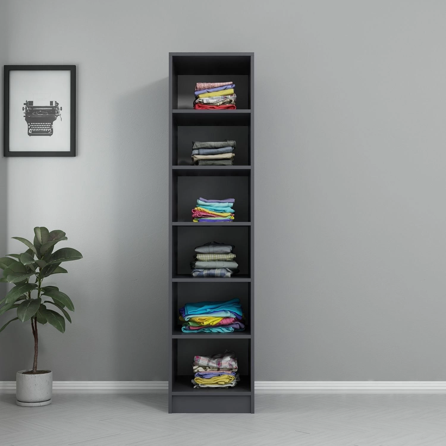 Woody Kledingkast - Antraciet | 100% Melamine Coating | 18mm Dik 10 Woody Kledingkast - Antraciet | 100% Melamine Coating | 18mm Dik - Afbeelding 8