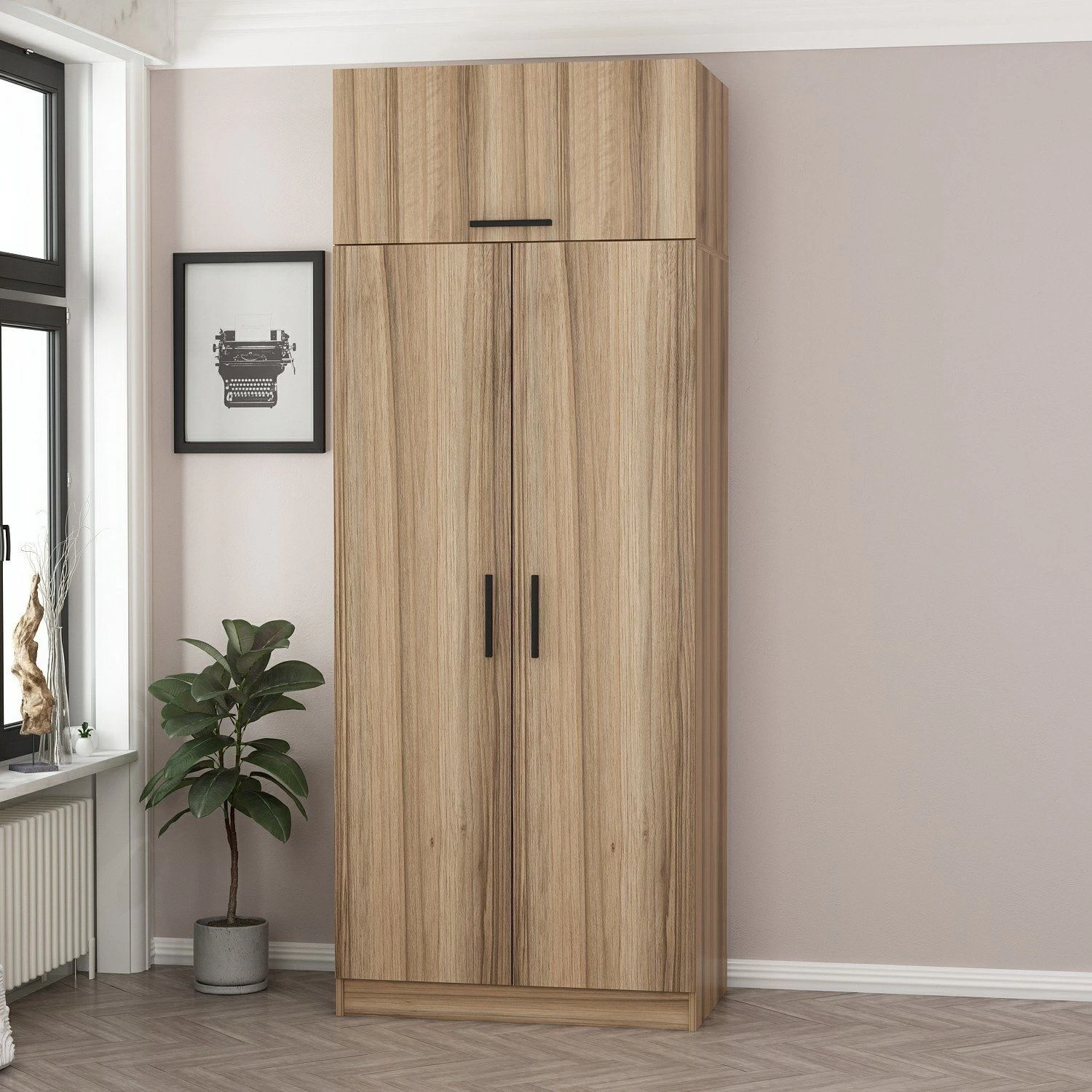 Houten Kledingkast | Melamine Coating | Eik 9 Houten Kledingkast | Melamine Coating | Eik - Afbeelding 7