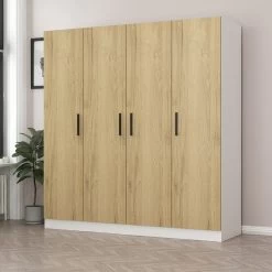 Woody Kledingkast | 100% Melamine Coating | Walnoot Wit | 180x190x52 Cm -Collectie Slaapkamermeubels 506MNR2432 20 202 1aa6