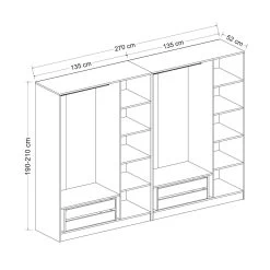 Woody Fashion Melamine Kledingkast - 270x190x52 Cm - Dore -Collectie Slaapkamermeubels 506MNR2513 20 207 dccb