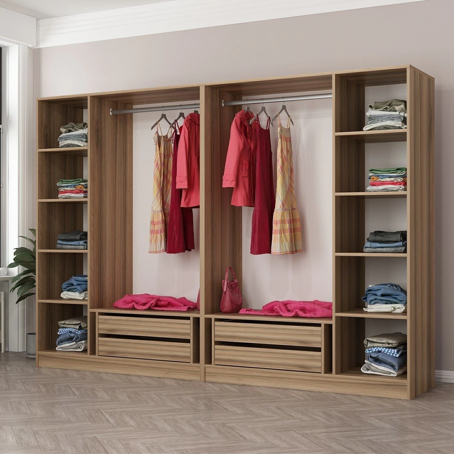 Woody Kledingkast | 270x210x52cm | Melamine-behandeld | Dore 3 Woody Kledingkast | 270x210x52cm | Melamine-behandeld | Dore