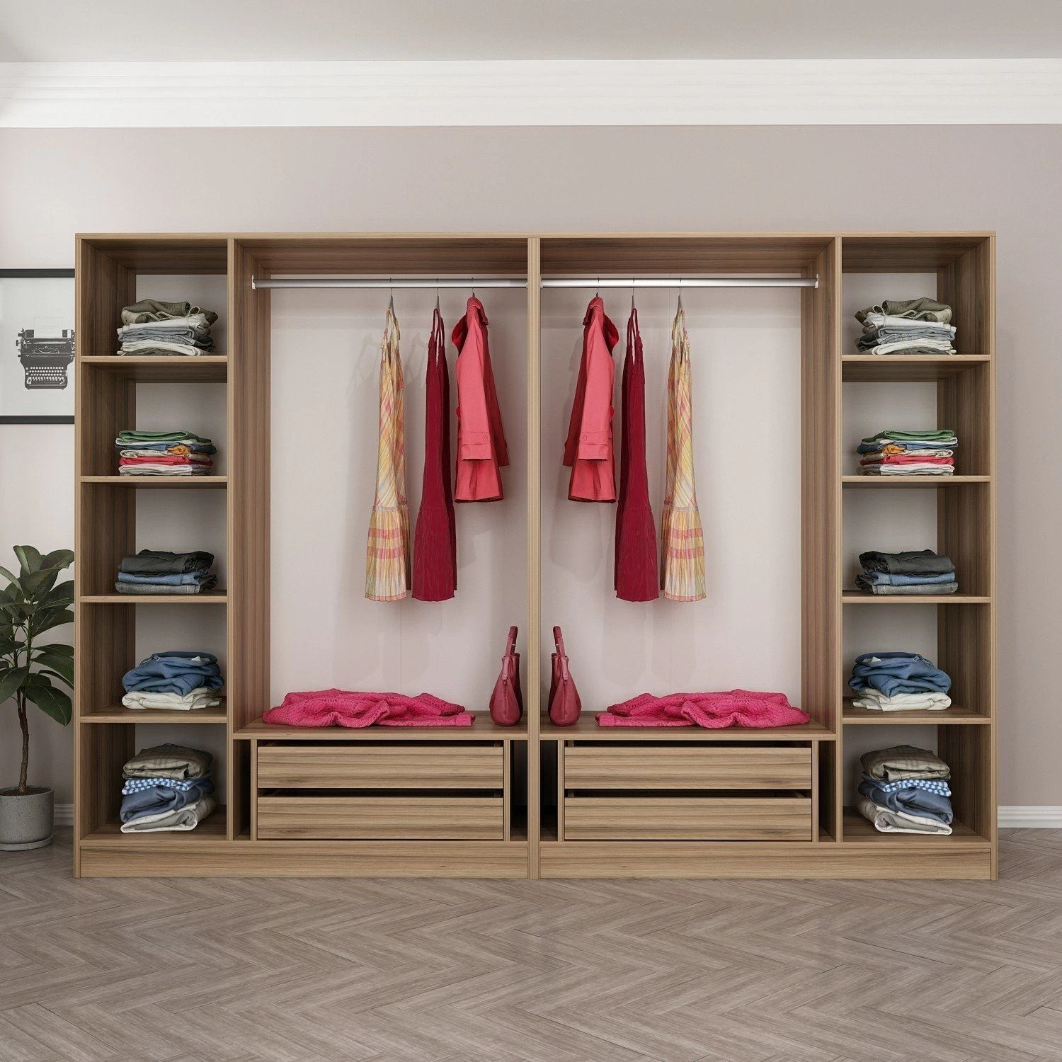 Woody Kledingkast | 270x210x52cm | Melamine-behandeld | Dore 9 Woody Kledingkast | 270x210x52cm | Melamine-behandeld | Dore - Afbeelding 7