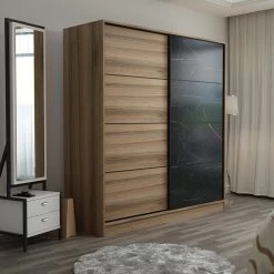 Woody Fashion: 100% Gemelamineerde Garderobekast - Dore Zwart -Collectie Slaapkamermeubels 506MNR2538 20 203 e148