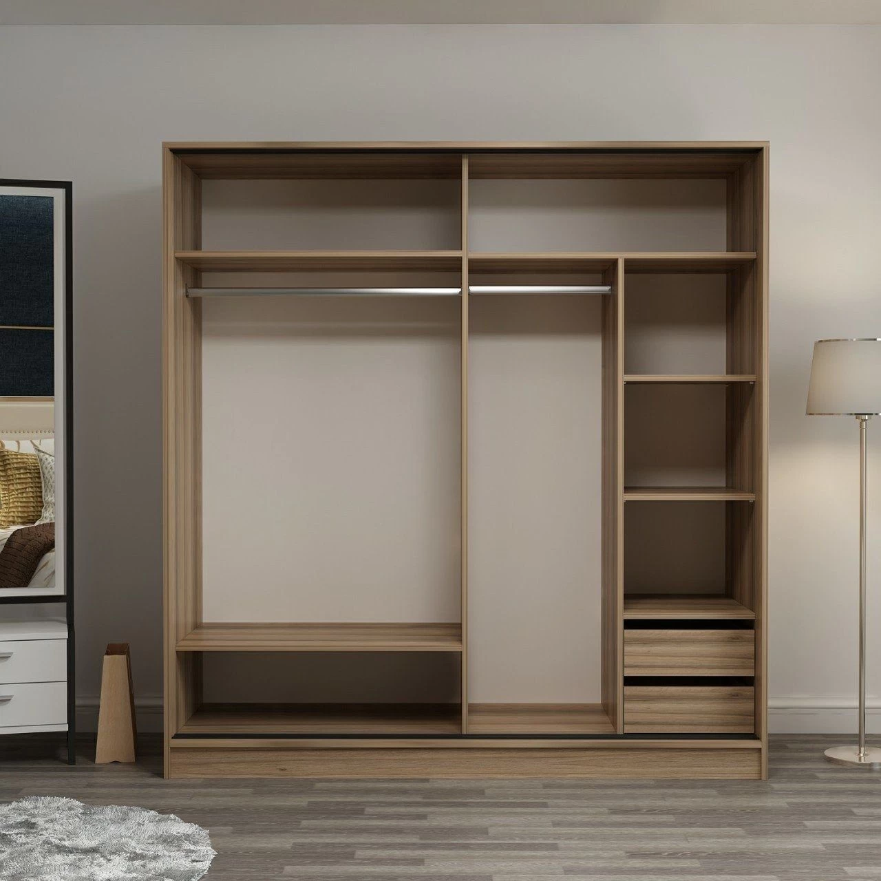 Houten Garderobekast | 100% Melamine | 18mm Dik | 220x210x52cm | Dore 4 Houten Garderobekast | 100% Melamine | 18mm Dik | 220x210x52cm | Dore - Afbeelding 2