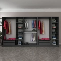Moderne Woody Fashion Garderobe | Antraciet | 100% Melamine Vacht". -Collectie Slaapkamermeubels 506MNR2773 20 202 4be3