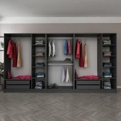 Woody Garderobe | Antraciet | 100% Melamine Vacht -Collectie Slaapkamermeubels 506MNR2774 20 202 dcba