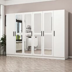 Woody Fashion Melamine Kledingkast | Wit | 225x210x52 Cm -Collectie Slaapkamermeubels 506MNR2822 20 202 5838