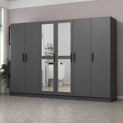 Woody Kledingkast | Antraciet | 100% Melamine Coating".