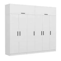 Moderne Witte Garderobekast | Woody Fashion | 100% Melamine Gecoat | Talrijke Planken -Collectie Slaapkamermeubels 506MNR2862 20 203 9487