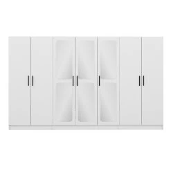 Woody Fashion 100% Gemelamineerde Kledingkast, 315x210x52 Cm, Wit. -Collectie Slaapkamermeubels 506MNR2928 20 205 0434