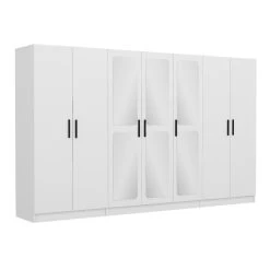 Woody Fashion 100% Gemelamineerde Kledingkast, 315x210x52 Cm, Wit. -Collectie Slaapkamermeubels 506MNR2928 20 206 e048