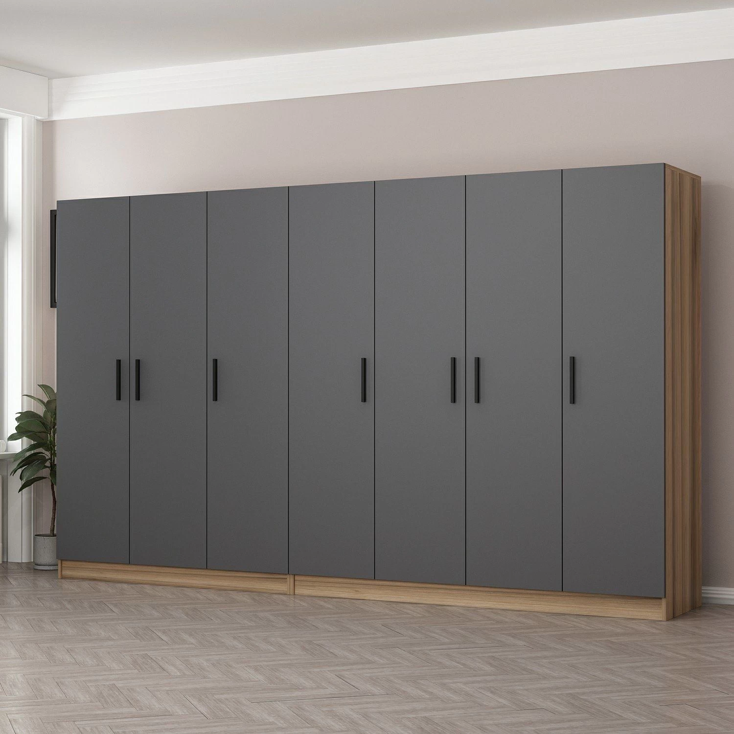 Antraciet Houten Kledingkast | Melamine Coating | 18mm Dik". 3 Antraciet Houten Kledingkast | Melamine Coating | 18mm Dik".