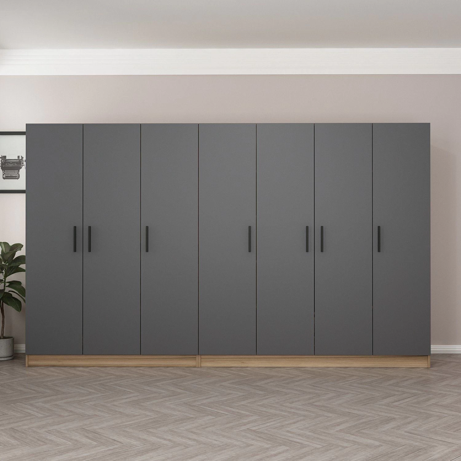 Antraciet Houten Kledingkast | Melamine Coating | 18mm Dik". 10 Antraciet Houten Kledingkast | Melamine Coating | 18mm Dik". - Afbeelding 8