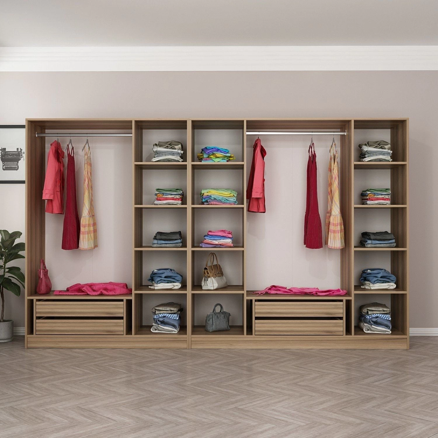 Antraciet Houten Kledingkast | Melamine Coating | 18mm Dik". 7 Antraciet Houten Kledingkast | Melamine Coating | 18mm Dik". - Afbeelding 5