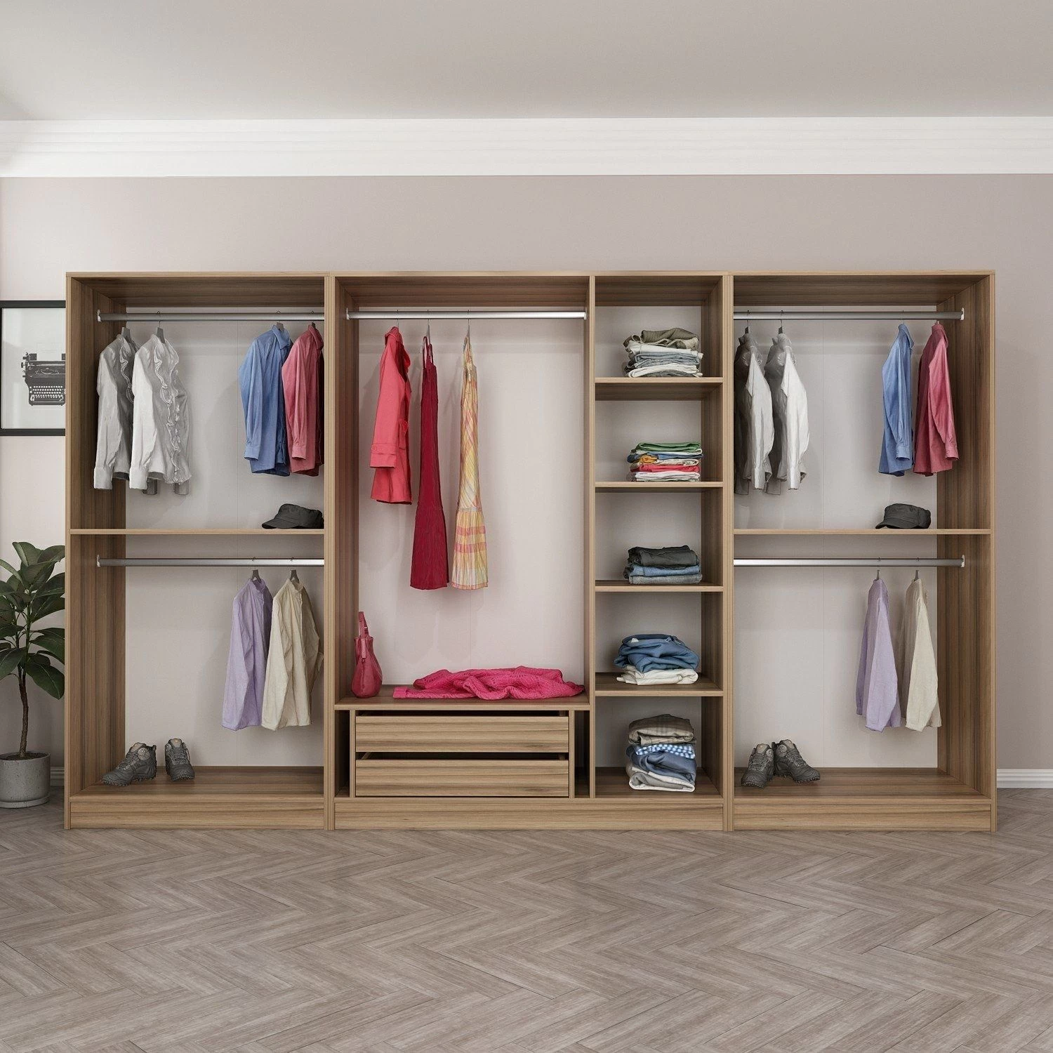Stijlvolle Woody Fashion Garderobe | 100% Melamine Gecoat | Rookkleur 7 Stijlvolle Woody Fashion Garderobe | 100% Melamine Gecoat | Rookkleur - Afbeelding 5