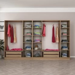 Woody Fashion Melamine Garderobekast | 100% Gecoat | 18 Mm Dikte | 315x210x52 Cm | Fume -Collectie Slaapkamermeubels 506MNR3115 20 204 4393