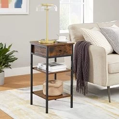 Industrieel Nachtkastje Met Lade En Planken - Rustiek Bruin En Zwart