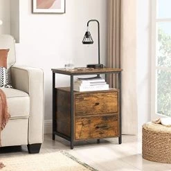 Industrieel Nachtkastje | 45 X 45 X 60 Cm | 2 Laden | Rustiek Bruin -Collectie Slaapkamermeubels 51PplbuJMcL. SL500 111e