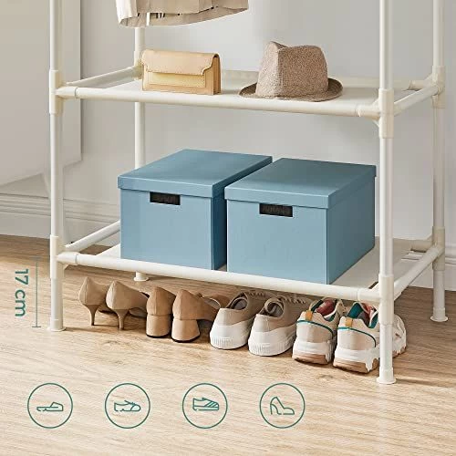 Songmics Metalen Kledingstandaard: Belastbaar Tot 70 Kg, Eenvoudige Montage, 2 Planken, 2 Hangstangen 7 Songmics Metalen Kledingstandaard: Belastbaar Tot 70 Kg, Eenvoudige Montage, 2 Planken, 2 Hangstangen - Afbeelding 5