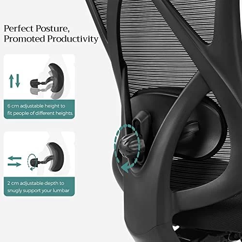 Songmics Bureaustoel, 152kg, Ergonomische Mesh Stoel Met Lendensteun En Hoofdsteun 6 Songmics Bureaustoel, 152kg, Ergonomische Mesh Stoel Met Lendensteun En Hoofdsteun - Afbeelding 4