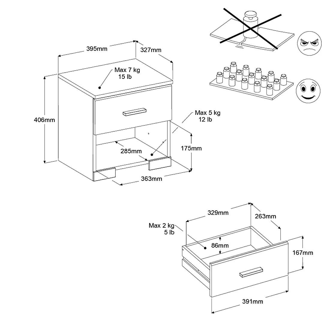 Nachtkastje Galaxy 1 Lade - Wit 5 Nachtkastje Galaxy 1 Lade - Wit - Afbeelding 3
