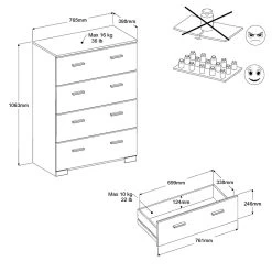 Commode Galaxy 4 Laden - Wit 7 Commode Galaxy 4 Laden - Wit -Collectie Slaapkamermeubels 5354co4t picto mm f30e