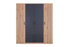 Kleerkast Liora | 4 Deuren, 2 Lades | 180 X 58 X 198,5 | Massief Hout / Antraciet 19 Kleerkast Liora | 4 Deuren, 2 Lades | 180 X 58 X 198,5 | Massief Hout / Antraciet -Collectie Slaapkamermeubels 55034240 01 7801