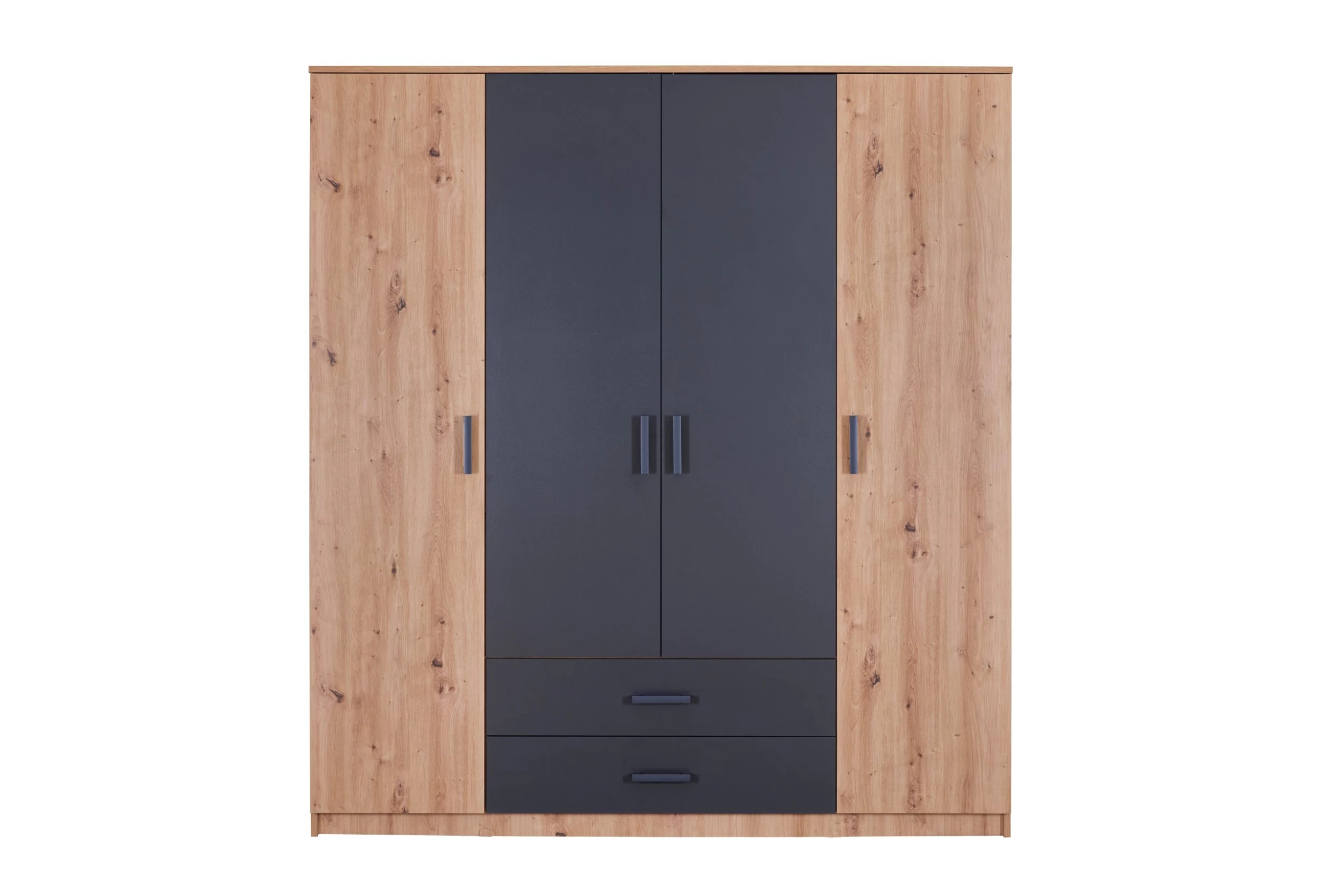 Kleerkast Liora | 4 Deuren, 2 Lades | 180 X 58 X 198,5 | Massief Hout / Antraciet 11 Kleerkast Liora | 4 Deuren, 2 Lades | 180 X 58 X 198,5 | Massief Hout / Antraciet - Afbeelding 9