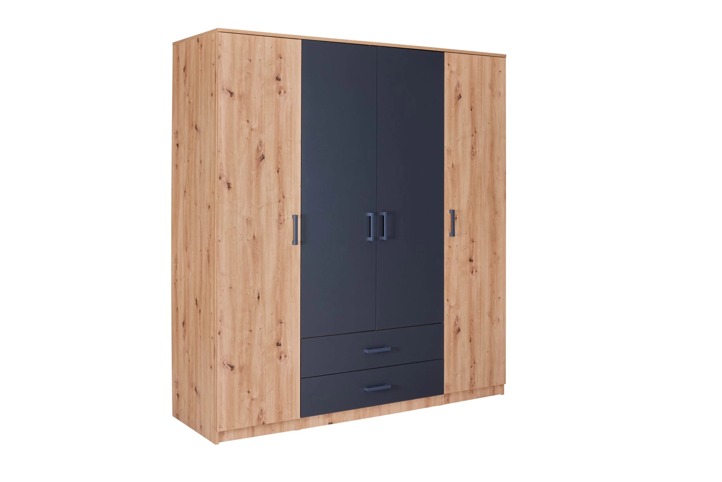 Kleerkast Liora | 4 Deuren, 2 Lades | 180 X 58 X 198,5 | Massief Hout / Antraciet 10 Kleerkast Liora | 4 Deuren, 2 Lades | 180 X 58 X 198,5 | Massief Hout / Antraciet - Afbeelding 8