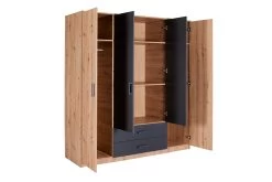 Kleerkast Liora | 4 Deuren, 2 Lades | 180 X 58 X 198,5 | Massief Hout / Antraciet 14 Kleerkast Liora | 4 Deuren, 2 Lades | 180 X 58 X 198,5 | Massief Hout / Antraciet -Collectie Slaapkamermeubels 55034240 06 30e5