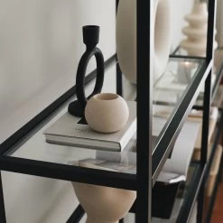 Locelso Boekenplank | 100% Gehard Glas | 80x165x30cm | Zwart -Collectie Slaapkamermeubels 552NOS1303 20 204 2792