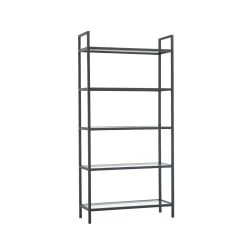 Locelso Boekenplank | 100% Gehard Glas | 80x165x30cm | Zwart -Collectie Slaapkamermeubels 552NOS1303 20 206 2b19