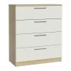 Commode Nelli 80cm 4 Lades - Wit/eik -Collectie Slaapkamermeubels 5609875133872 9db6