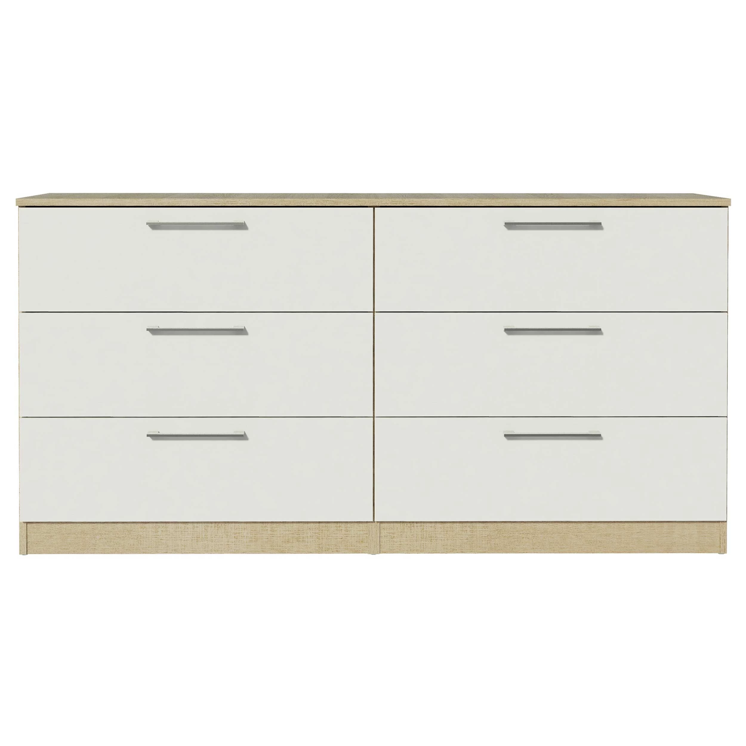 Commode Nelli 150cm 6 Lades - Wit/eik 4 Commode Nelli 150cm 6 Lades - Wit/eik - Afbeelding 2