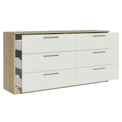 Commode Nelli 150cm 6 Lades - Wit/eik 7 Commode Nelli 150cm 6 Lades - Wit/eik -Collectie Slaapkamermeubels 5609875133889 2 c09f