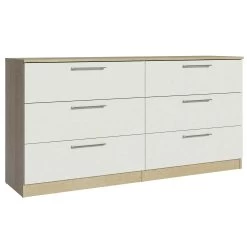 Commode Nelli 150cm 6 Lades - Wit/eik