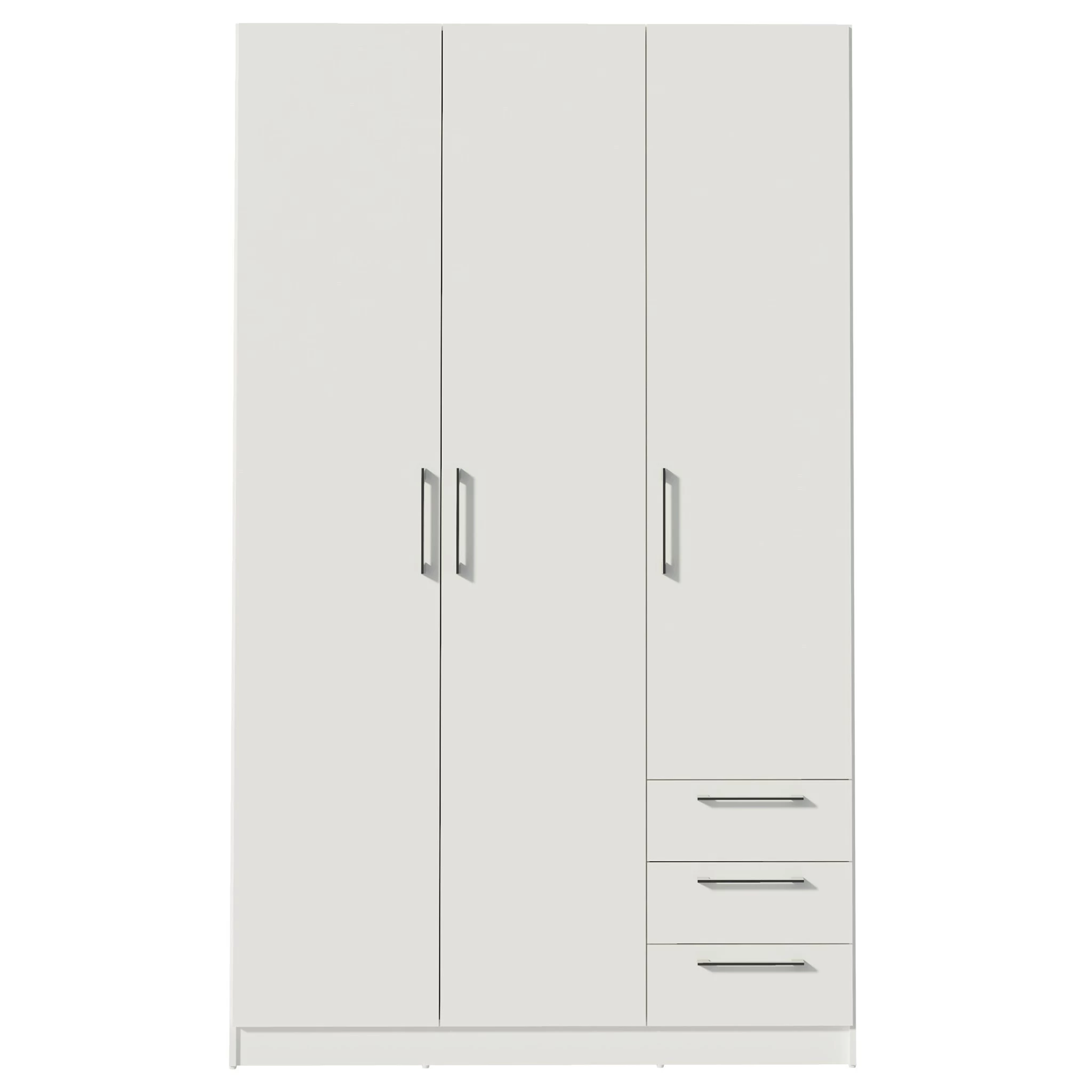 Kledingkast Tarn 120x200cm Met 3 Deuren & 3 Lades - Wit 3 Kledingkast Tarn 120x200cm Met 3 Deuren & 3 Lades - Wit