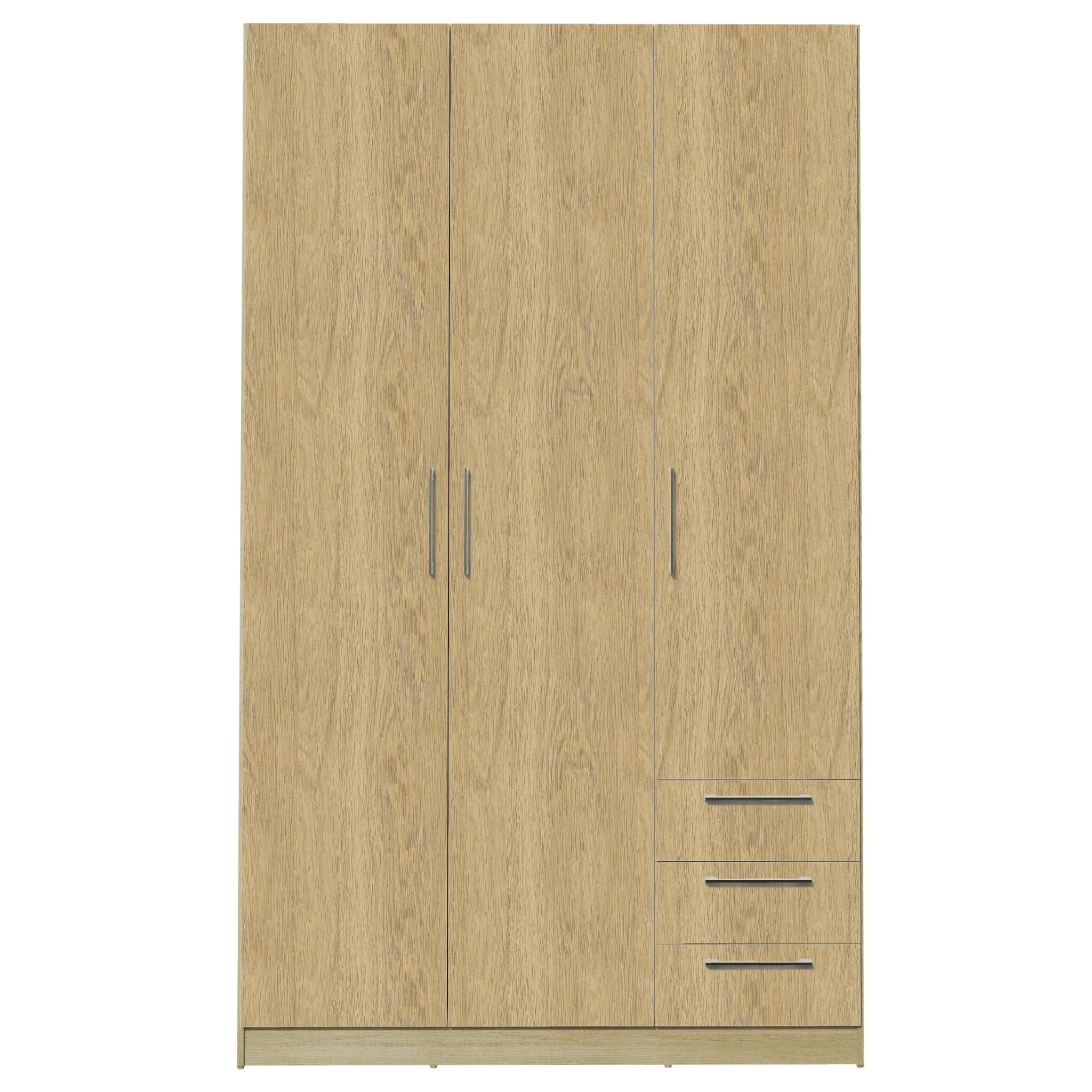 Kledingkast Tarn 120cm Met 3 Deuren & 3 Lades - Eik 3 Kledingkast Tarn 120cm Met 3 Deuren & 3 Lades - Eik