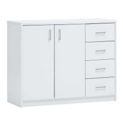 Commode Spacio 84cm 2 Deuren/4 Laden - Wit