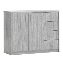 Commode Spacio 84cm 2 Deuren/4 Laden - Grijze Eik