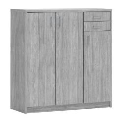 Commode Spacio 110cm 3 Deuren/2 Laden - Grijze Eik