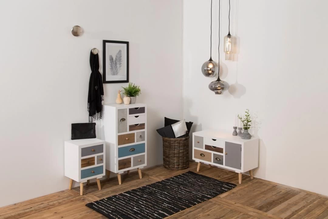 Commode Tiara 48cm, 9 Lades - Wit/multicolor 4 Commode Tiara 48cm, 9 Lades - Wit/multicolor - Afbeelding 2