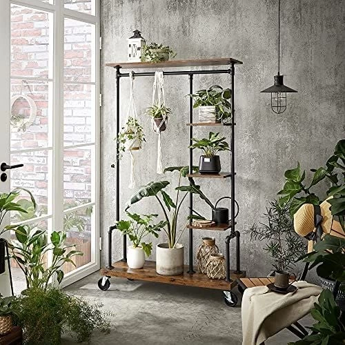 Kledingrek 103,5x40x174,5cm Rustiek Bruin Spaanplaat/Staal 4 Kledingrek 103,5x40x174,5cm Rustiek Bruin Spaanplaat/Staal - Afbeelding 3