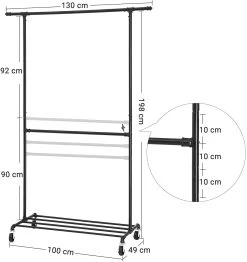 Songmics CHIC INDUSTRIAL KLEDINGREK Op Wielen - 110 Kg Belasting -Collectie Slaapkamermeubels 61VH5dYKzoL. AC SL1500 a394