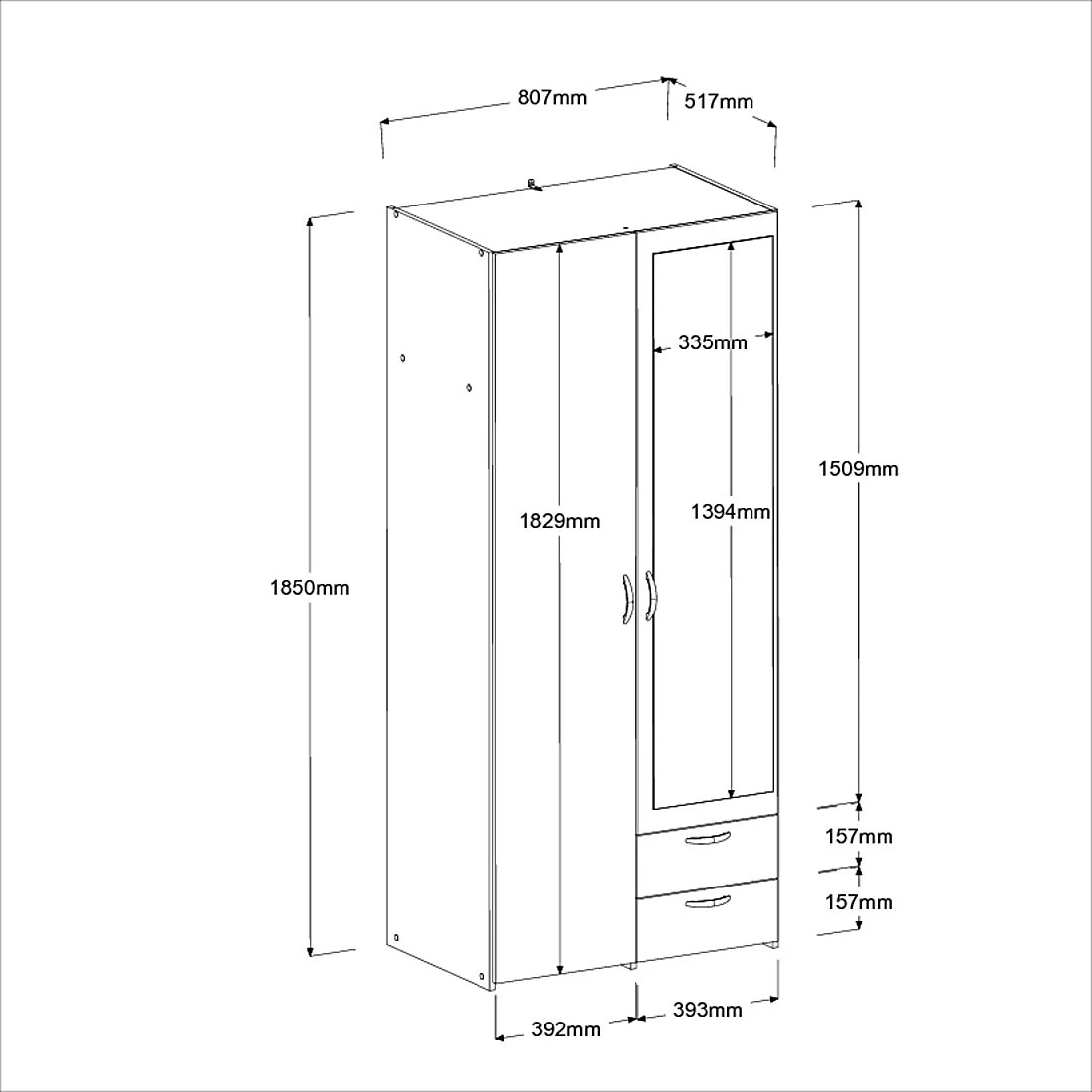 Opbergkast Salvador Spiegel, 2 Deuren & 2 Laden - Sonoma Eik 4 Opbergkast Salvador Spiegel, 2 Deuren & 2 Laden - Sonoma Eik - Afbeelding 2