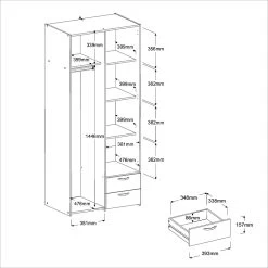 Opbergkast Salvador 2 Deuren & 2 Laden - Sonoma Eik -Collectie Slaapkamermeubels 6510 6511 a2pt picto mm 2 c55c