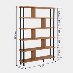 Dora Boekenplank | 100% Gemelamineerd | Haagbeuken Poten | 120x168 | Zwart Atlantisch Pijnboomhout -Collectie Slaapkamermeubels 688DRA1208 20 205 3e9a