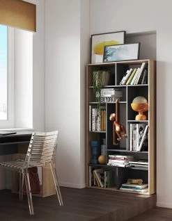Boekenkast Bangkok - Eik/zwart -Collectie Slaapkamermeubels 7030X0776X00 S oul Bookcase Black and Natural Oak 1 c623