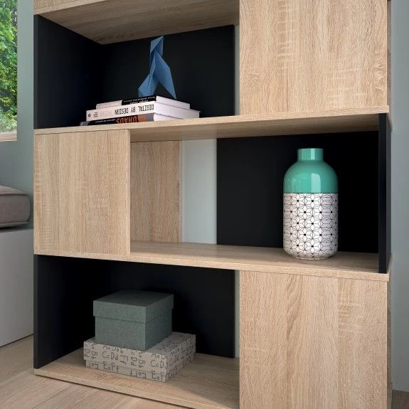 Boekenkast Rossi - Eik/zwart 4 Boekenkast Rossi - Eik/zwart - Afbeelding 2